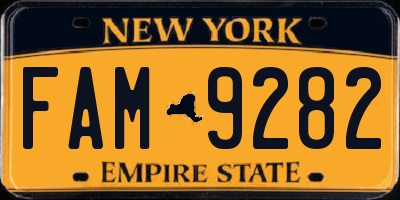NY license plate FAM9282