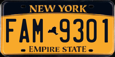 NY license plate FAM9301