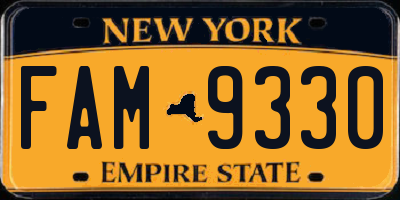 NY license plate FAM9330