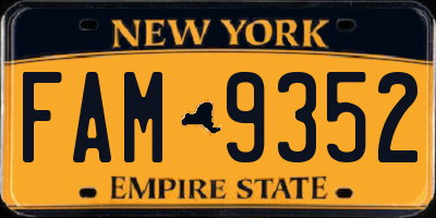 NY license plate FAM9352