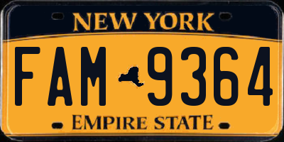 NY license plate FAM9364