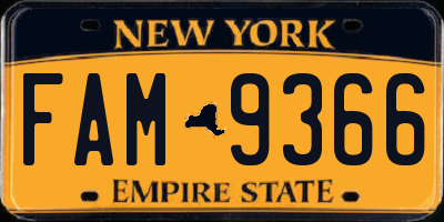 NY license plate FAM9366