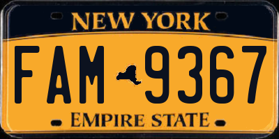 NY license plate FAM9367