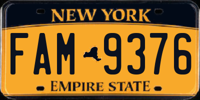 NY license plate FAM9376