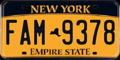 NY license plate FAM9378