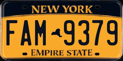 NY license plate FAM9379