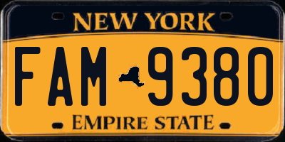 NY license plate FAM9380