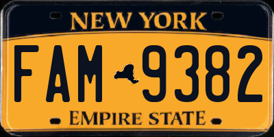 NY license plate FAM9382