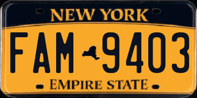NY license plate FAM9403