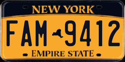 NY license plate FAM9412