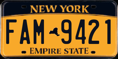 NY license plate FAM9421