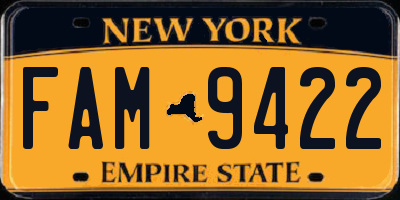 NY license plate FAM9422