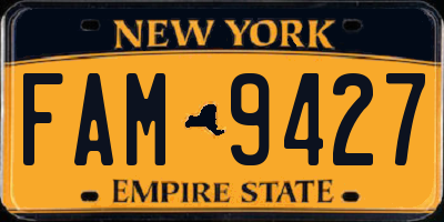 NY license plate FAM9427