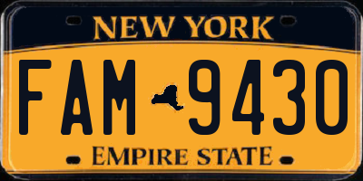 NY license plate FAM9430