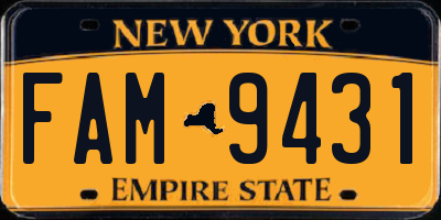 NY license plate FAM9431