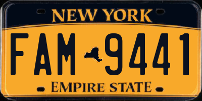 NY license plate FAM9441