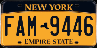 NY license plate FAM9446