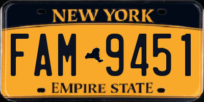NY license plate FAM9451