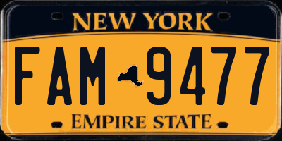 NY license plate FAM9477