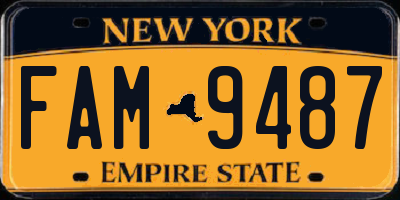 NY license plate FAM9487
