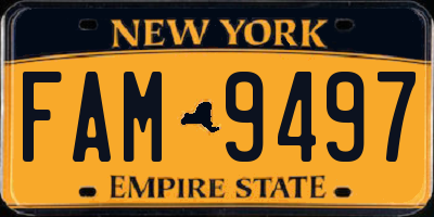 NY license plate FAM9497