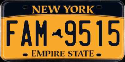 NY license plate FAM9515