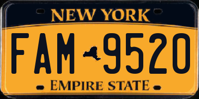 NY license plate FAM9520