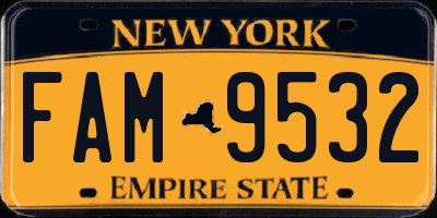 NY license plate FAM9532