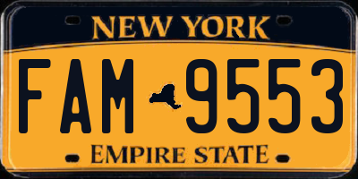 NY license plate FAM9553