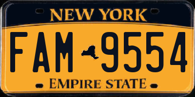 NY license plate FAM9554