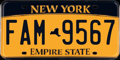 NY license plate FAM9567
