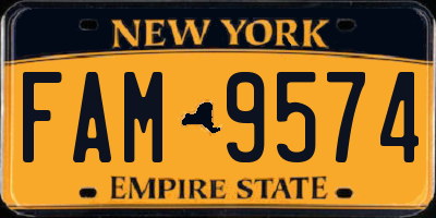 NY license plate FAM9574