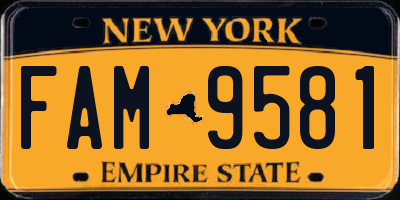 NY license plate FAM9581
