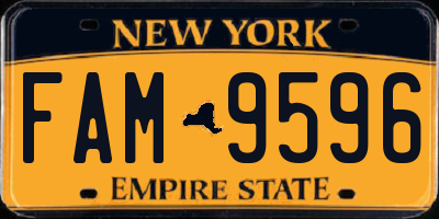 NY license plate FAM9596