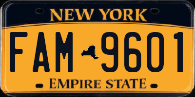 NY license plate FAM9601