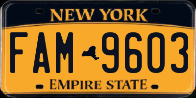 NY license plate FAM9603