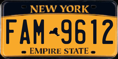 NY license plate FAM9612