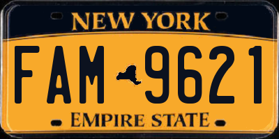 NY license plate FAM9621