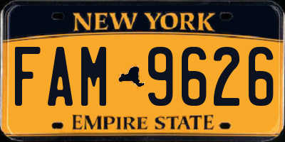 NY license plate FAM9626