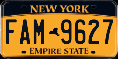 NY license plate FAM9627