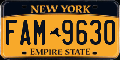 NY license plate FAM9630