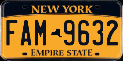 NY license plate FAM9632