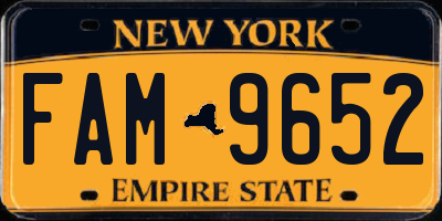 NY license plate FAM9652