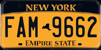 NY license plate FAM9662
