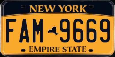 NY license plate FAM9669