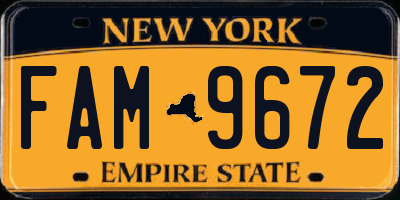 NY license plate FAM9672