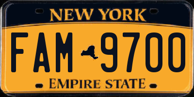 NY license plate FAM9700