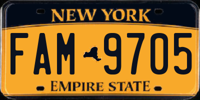 NY license plate FAM9705