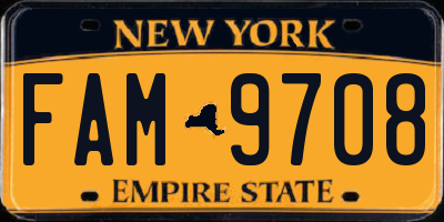 NY license plate FAM9708