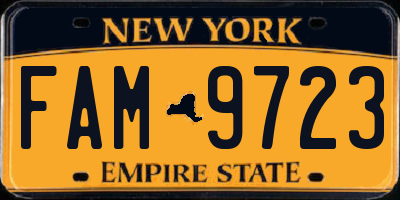 NY license plate FAM9723